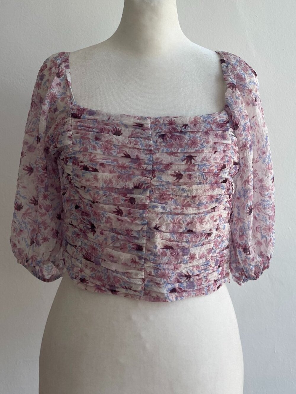 Lucy Paris Ruched Chiffon Crop Top